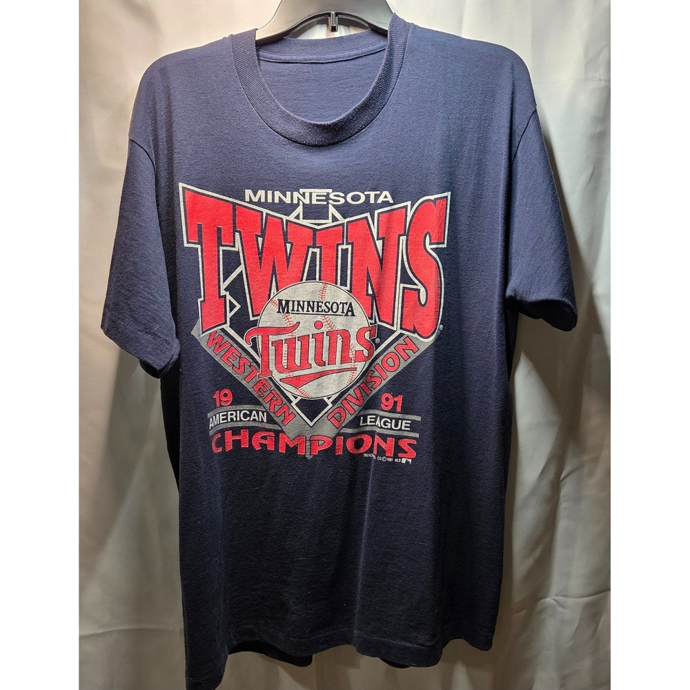Minnesota Twins AL Champions 1991 Single Stitch T-Shirt Large Baseball Sports